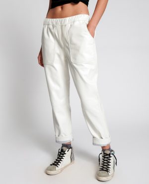 ONETEASPOON - Białe skórzane spodnie Shabbies.