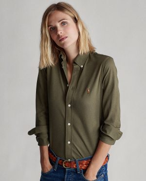 RALPH LAUREN - Zielona koszula Oxford Slim Fit.