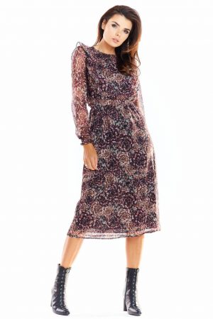 Wyjątkowa sukienka midi z włoskiego szyfonu z printem.