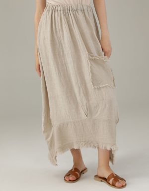 LNIANA SPÓDNICA MIDI 59-9354 BEIGE.