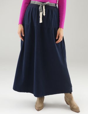 SZTRUKSOWA SPÓDNICA Z PASKIEM 75-82509 BLU SC.