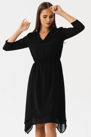 Elegancka zwiewna sukienka szyfonowa wizytowa czarna.