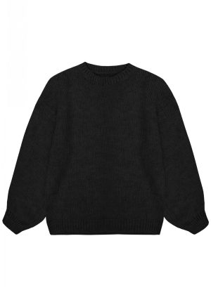 Sweter oversize z bufiastym rękawem BLACK - RIVERO. Vintage.