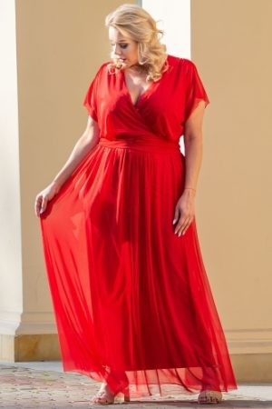 Sukienka tiulowa długa wyjątkowa MANUELA czerwona.