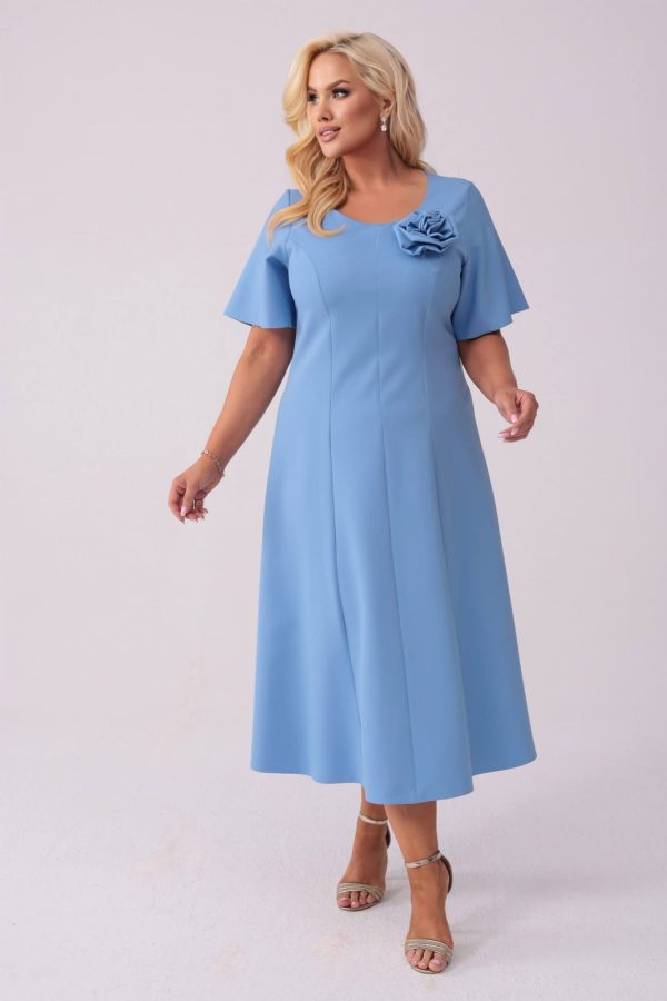 Elegancka błękitna sukienka Doris na wesele PLUS SIZE XXL.