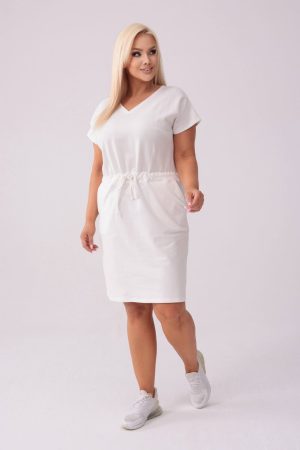 Dresowa sukienka Bianca w kolorze ecru PLUS SIZE XXL WIOSNA.