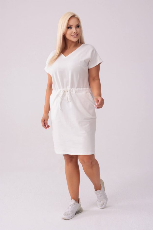 Dresowa sukienka Bianca w kolorze ecru PLUS SIZE XXL WIOSNA.