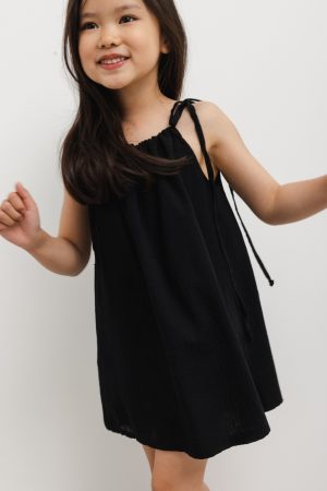 MINI sukienka BAWEŁNIANA a w kolorze TOTALLY BLACK - GABBY-128-134 (8-9).