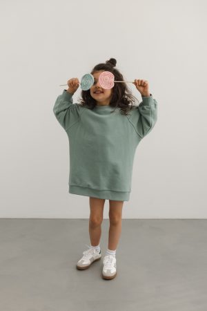 MINI sukienka/tunika z dzianiny w kolorze GREEN TEA -DEXTER-80-86 (12-18).