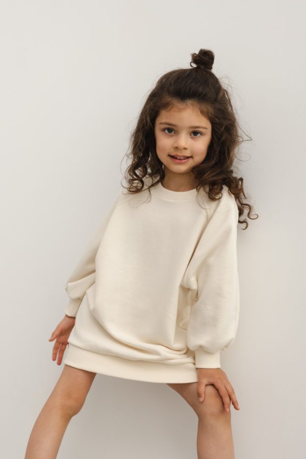 MINI sukienka/tunika z dzianiny w kolorze BRIGHT BEIGE -DEXTER-92-98 (2-3).