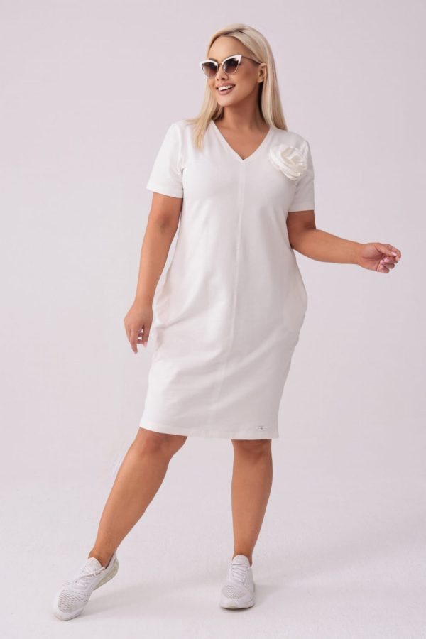 Sukienka Eloise w kolorze ecru - Casualowa Elegancja PLUS SIZE XXL LATO.