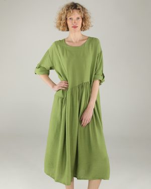 Zielona sukienka z wiskozy.