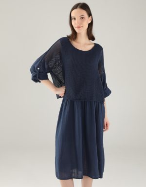 Bawełniana sukienka z ażurową górą.