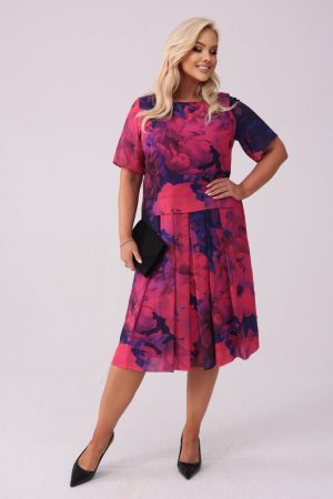 Szyfonowa sukienka Margerita kontrafałdy PLUS SIZE XXL WIOSNA.