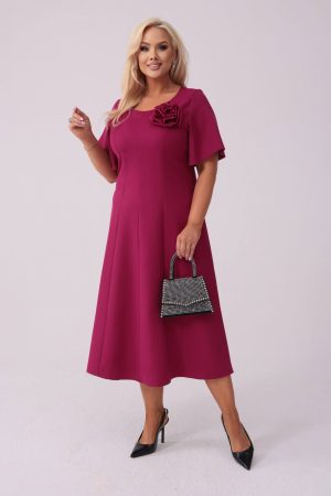 Elegancka sukienka Doris na wesele w kolorze głębokiej fuksji PLUS SIZE XXL.