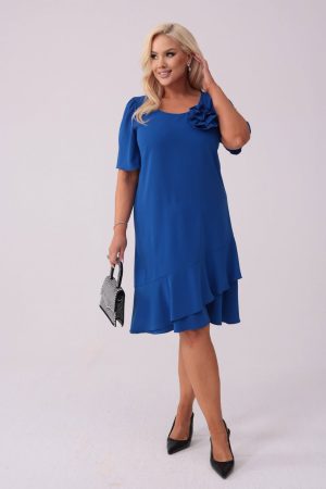 Elegancka szafirowa sukienka Evelyn na wesele PLUS SIZE XXL.