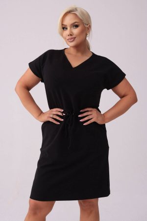 Dresowa czarna sukienka Bianca PLUS SIZE XXL WIOSNA.