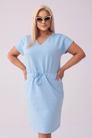 Błękitna dresowa sukienka Bianca PLUS SIZE XXL WIOSNA.