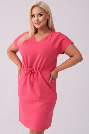 Koralowa dresowa sukienka Bianca PLUS SIZE XXL WIOSNA.