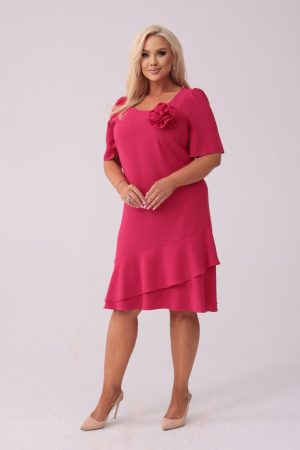 Elegancka amarantowa sukienka Evelyn na wesele PLUS SIZE XXL.