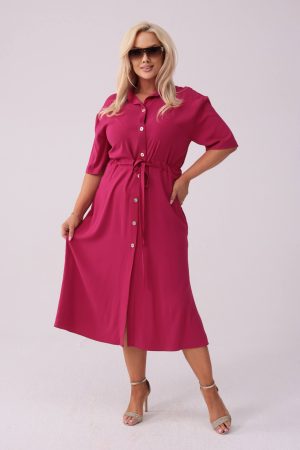 Elegancka amarantowa sukienka szmizjerka Giulia PLUS SIZE OVERSIZE XXL.