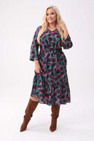 Oversize'owa sukienka Laura - stylowa propozycja z artystycznym wzorem PLUS SIZE XXL OVERSIZE.