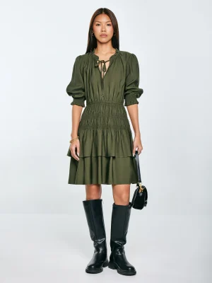 Sukienka damska mini z wiskozy khaki Kakuni 303.